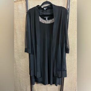 R&M Richards Black Dress with Embellished Neckline and Jacket Sz 12
